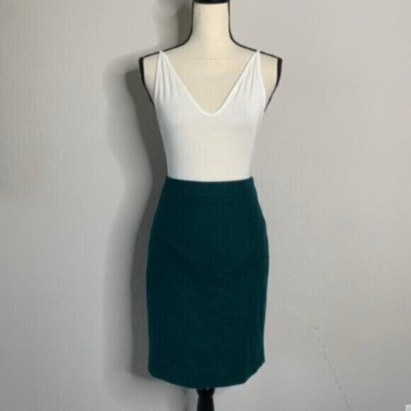 J. Crew Forrest Green Wool Blend Mini Pencil Skirt - Picture 13 of 14
